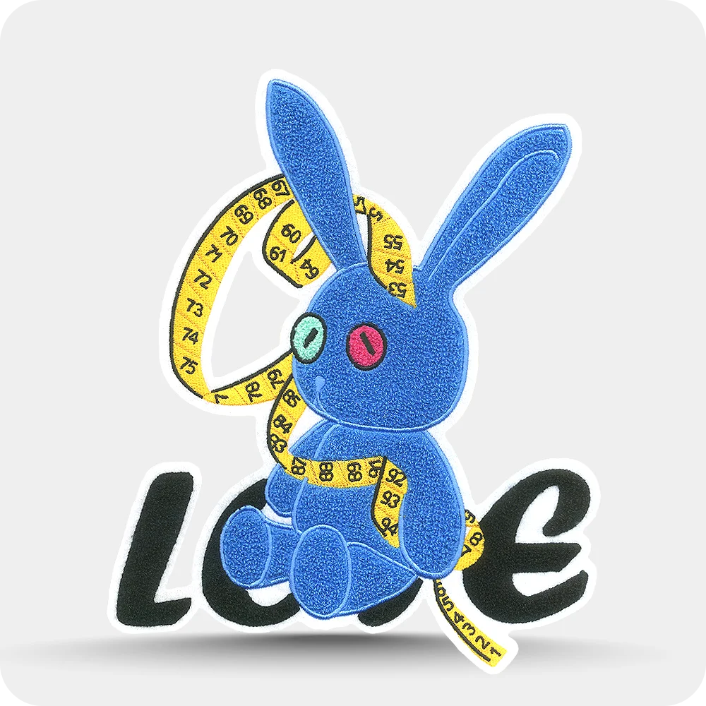 Blue bear chenille mascot patch